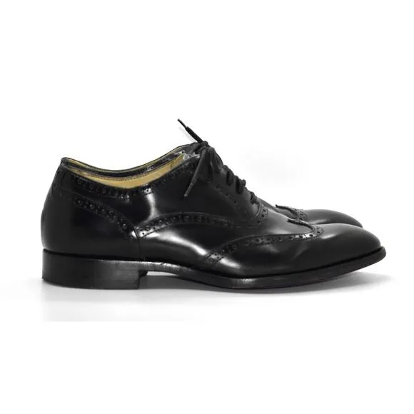 B8 Auth PAUL SMITH Black Leather Wingtip Brogues Oxfords Size UK 8 EU 42