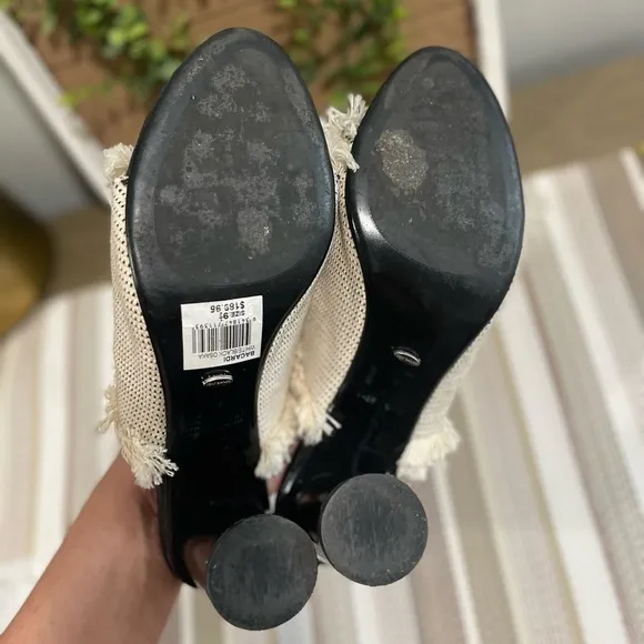 Bacardi Black and White High Heel Mules