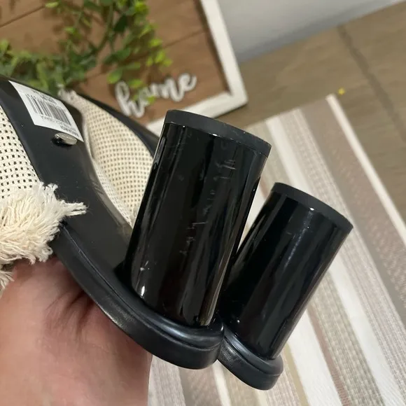 Bacardi Black and White High Heel Mules