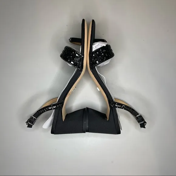 Badgley Mischka Beatrice Toe Loop Rhinestone Black Heels