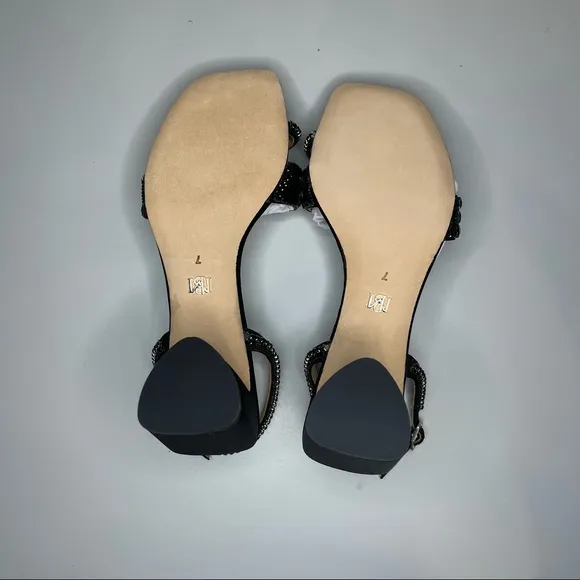 Badgley Mischka Beatrice Toe Loop Rhinestone Black Heels