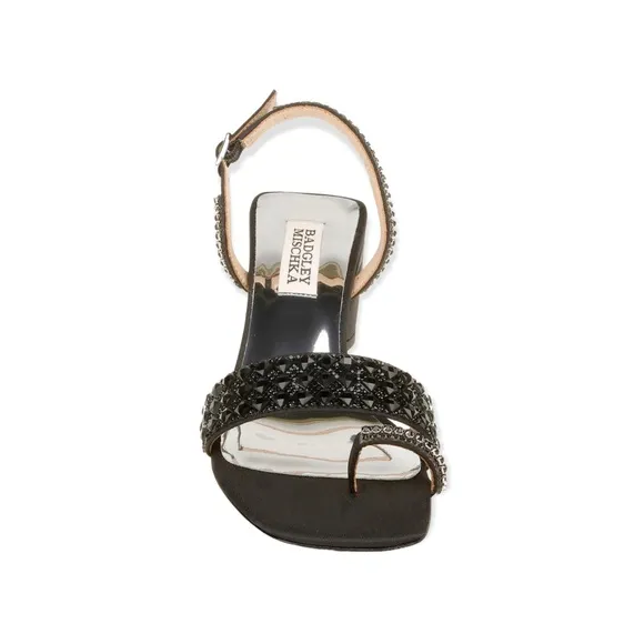 Badgley Mischka Beatrice Toe Loop Rhinestone Black Heels