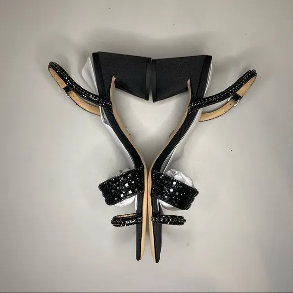 Badgley Mischka Beatrice Toe Loop Rhinestone Black Heels