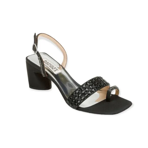 Badgley Mischka Beatrice Toe Loop Rhinestone Black Heels