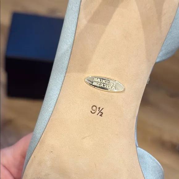 Badgley Mischka Fabia D’Orsay Women's Blue Satin Heels With Crystals 9.5