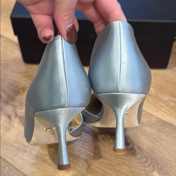 Badgley Mischka Fabia D’Orsay Women's Blue Satin Heels With Crystals 9.5