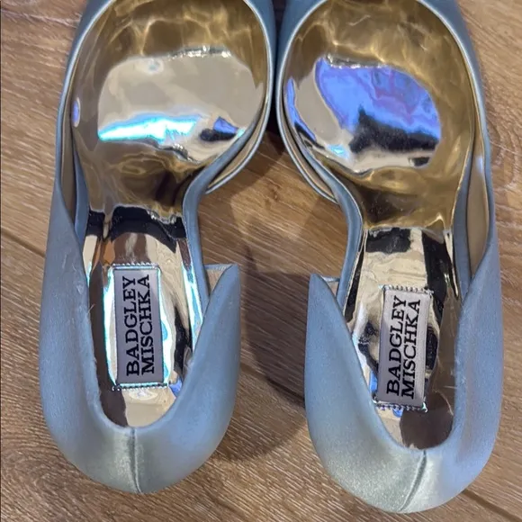 Badgley Mischka Fabia D’Orsay Women's Blue Satin Heels With Crystals 9.5