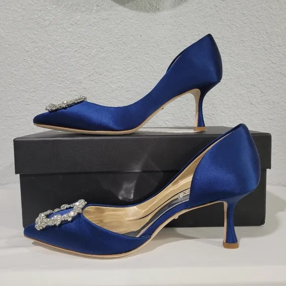 Badgley Mischka Fabia II Kitten Heels with Crystal Buckle, Sz 6, NIB