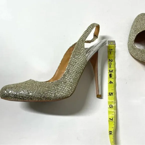 Badgley Mischka Kiss Kiss Gold Metallic Slingback Heels Size 7.5