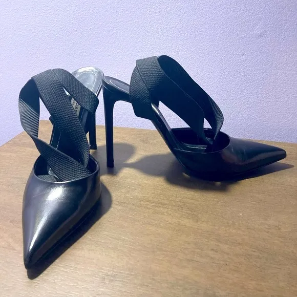 💕Balenciaga Black Leather Slingback Pumps