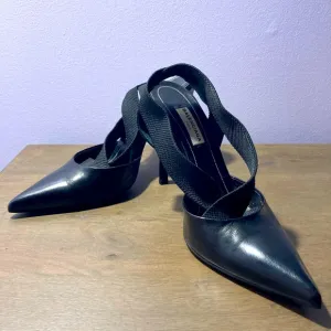 💕Balenciaga Black Leather Slingback Pumps