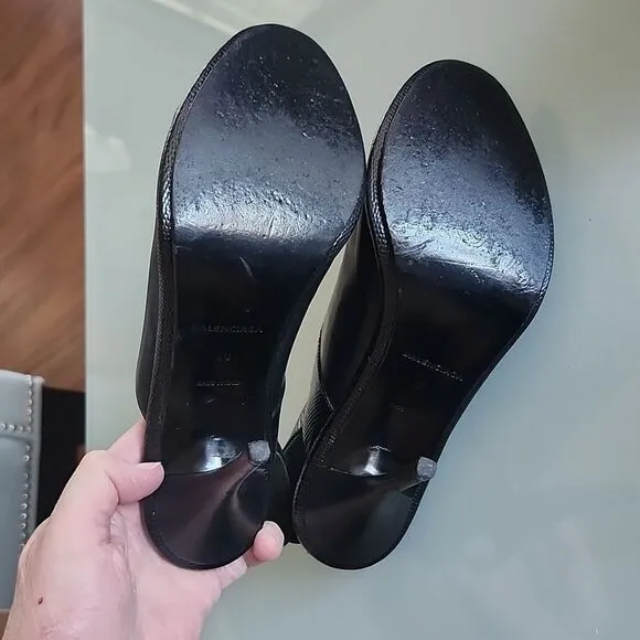 Balenciaga Leather Slingback Perp Toe Heels