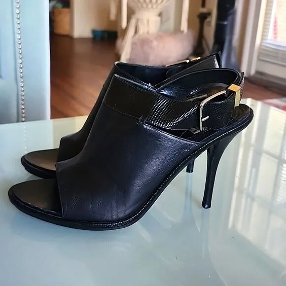 Balenciaga Leather Slingback Perp Toe Heels