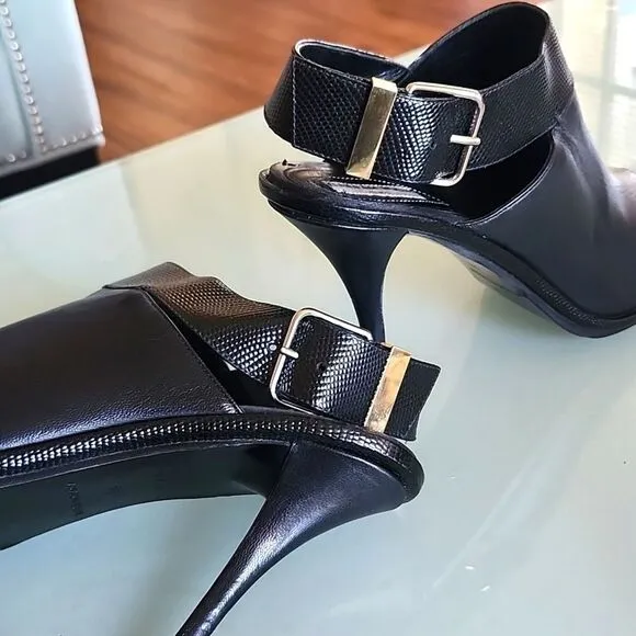 Balenciaga Leather Slingback Perp Toe Heels