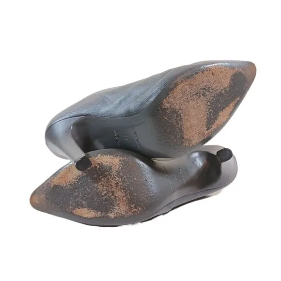 Balenciaga Mule Sandals Womens 8 Gray Leather Stiletto Heel Mules