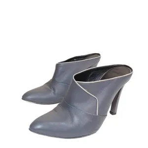 Balenciaga Mule Sandals Womens 8 Gray Leather Stiletto Heel Mules