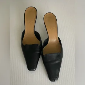 BALLY Black Leather Women's Mules Kitten Heel Size 35