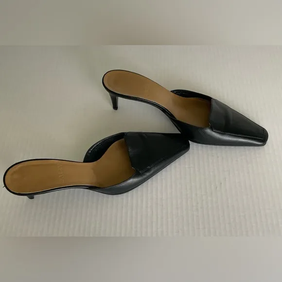 BALLY Black Leather Women's Mules Kitten Heel Size 35