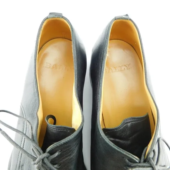 BALLY Black Soft Leather Cap Toe Lace-up Oxfords 11