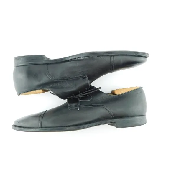 BALLY Black Soft Leather Cap Toe Lace-up Oxfords 11