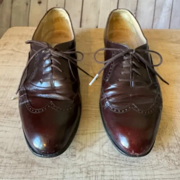 Bally Marcel Brown Leather Wingtip Oxfords Mens Size US 8.5 D Made In Italy
