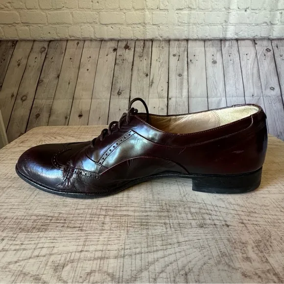 Bally Marcel Brown Leather Wingtip Oxfords Mens Size US 8.5 D Made In Italy
