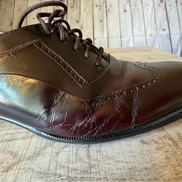 Bally Marcel Brown Leather Wingtip Oxfords Mens Size US 8.5 D Made In Italy