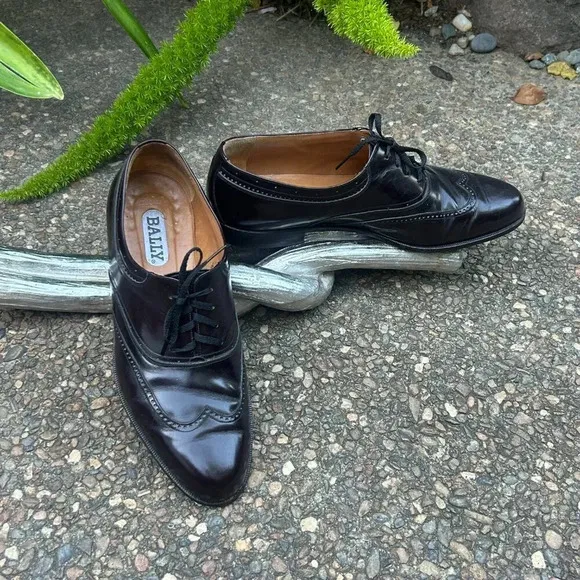 Bally Men's Duomo Black Wingtip Lace Up Leather Oxfords Size 12 D