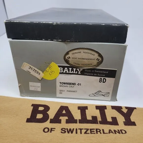 BALLY OF SWITZERLAND Wing Townsend Oxfords Dress Shoes Sz 8 D, Parawet