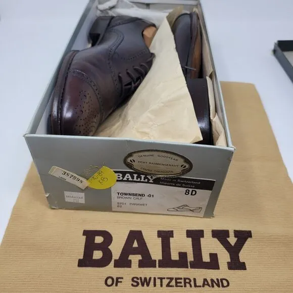 BALLY OF SWITZERLAND Wing Townsend Oxfords Dress Shoes Sz 8 D, Parawet