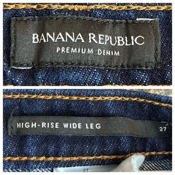 Banana Republic Jeans Women's High-Rise Wide Leg Indigo Stretch Size 27