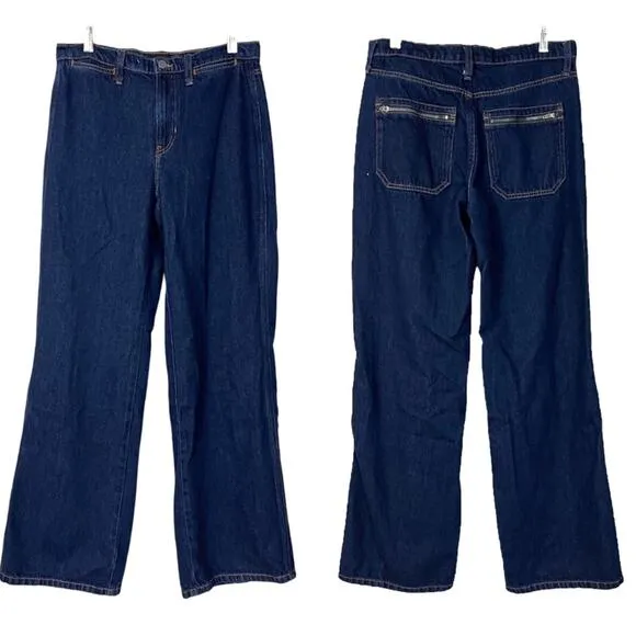 Banana Republic Jeans Women's High-Rise Wide Leg Indigo Stretch Size 27