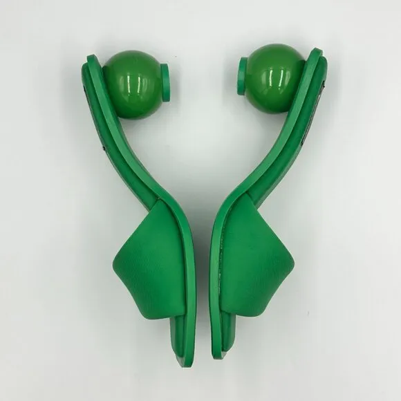 Bar III Cayymen Green Retro Art Ball Slip On Square Toe Kitten Heels