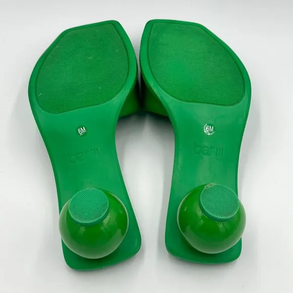 Bar III Cayymen Green Retro Art Ball Slip On Square Toe Kitten Heels