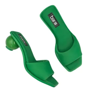 Bar III Cayymen Green Retro Art Ball Slip On Square Toe Kitten Heels