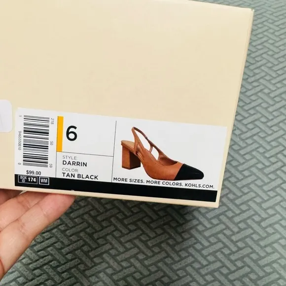 BCBGeneration Tan and Black Slingback Heels with Pointed Toe