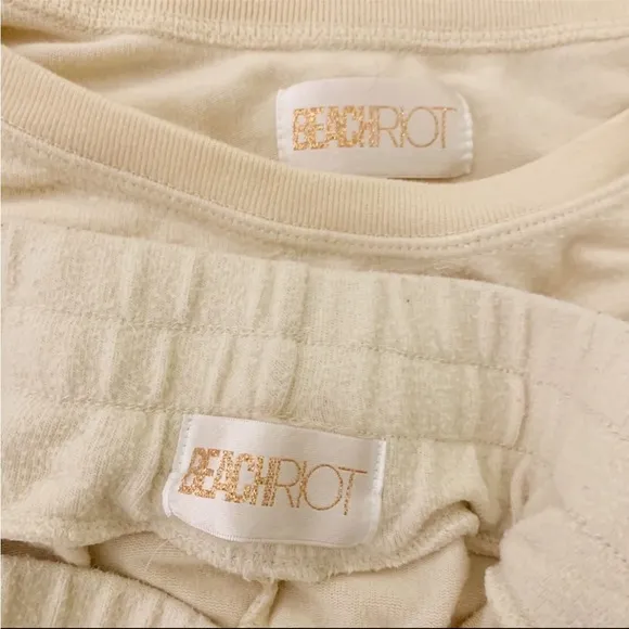 Beach Riot Star &amp; moon cream gold gems loungewear set Large