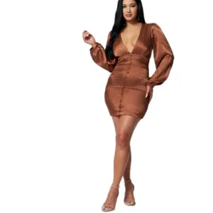 BEBE COPPER FLORAL SATIN BUTTON UP JACQUARD MINI DRESS size medium new