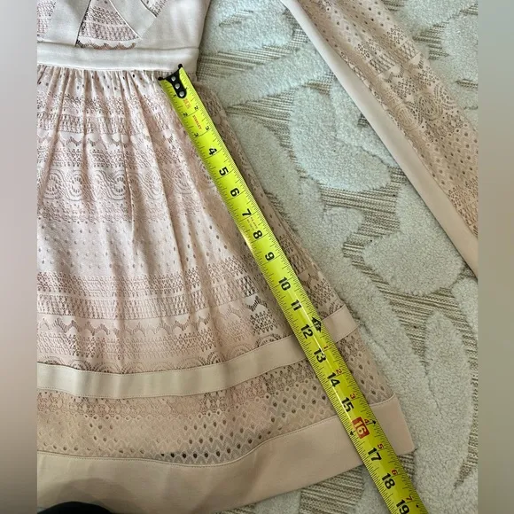 Bebe Pink Lace Fit &amp; Flare Dress