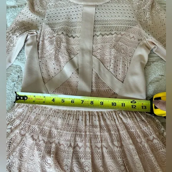 Bebe Pink Lace Fit &amp; Flare Dress