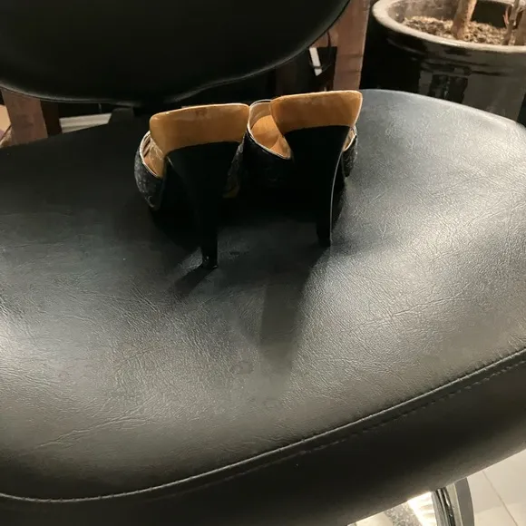 Bebe Sexy mules kitten heel black cork