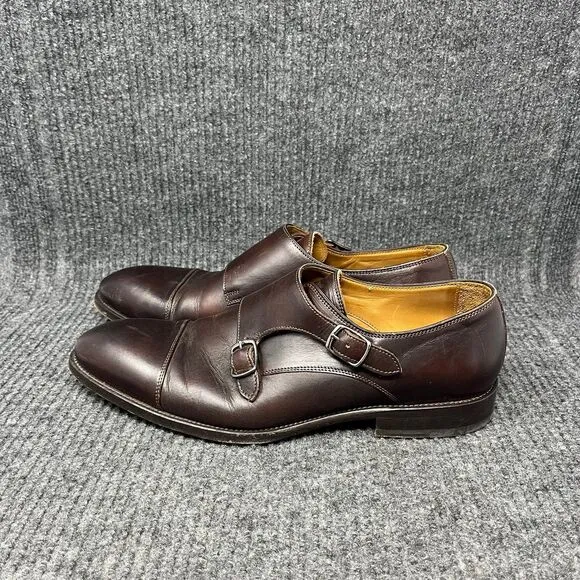 Beckett Simonon Hoyt Double Monk Strap Cap Toe Oxfords Brown Leather Mens 9.5