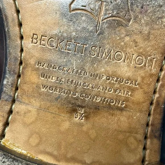 Beckett Simonon Hoyt Double Monk Strap Cap Toe Oxfords Brown Leather Mens 9.5