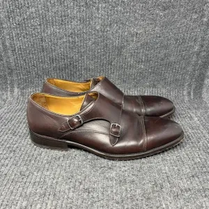 Beckett Simonon Hoyt Double Monk Strap Cap Toe Oxfords Brown Leather Mens 9.5
