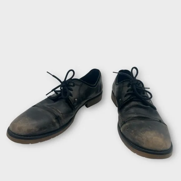 BED STU Gray Leather Cap Toe Casual Laced Up Oxfords Comfort Shoes Mens Sz 12