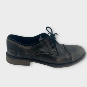 BED STU Gray Leather Cap Toe Casual Laced Up Oxfords Comfort Shoes Mens Sz 12