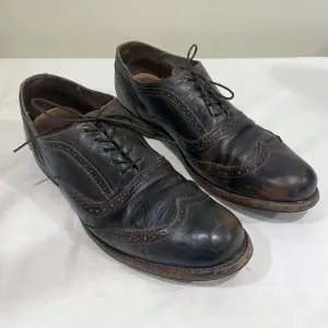 Bed‎ Stu Mens Cobbler Distressed Black/Brown Leather Wingtip Oxfords Shoes 10.5