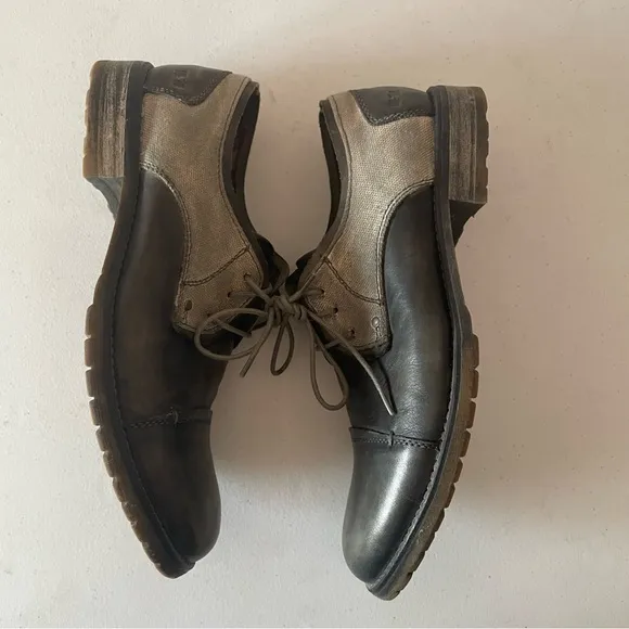 Bed Stu Repeal Grey Leather &amp; Canvas Greenland Oxford Size 10