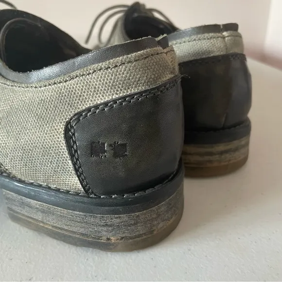Bed Stu Repeal Grey Leather &amp; Canvas Greenland Oxford Size 10