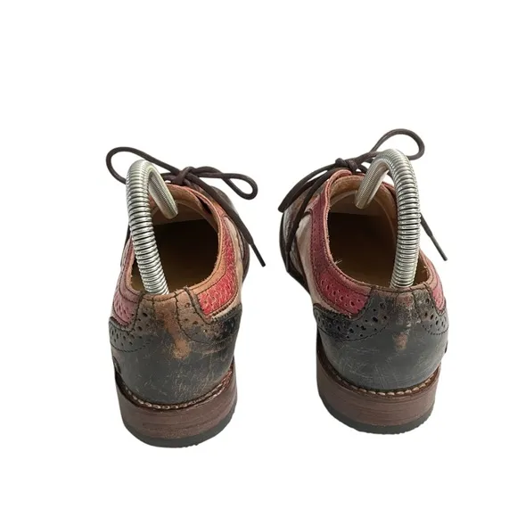 BedStu Women's Lita Brown and Rose Leather Wingtip Oxfords size 8
